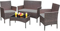 Greesum Patio Furniture 4 Pieces Conversation Sets,Brown and Gray by BuynowfromGreesum