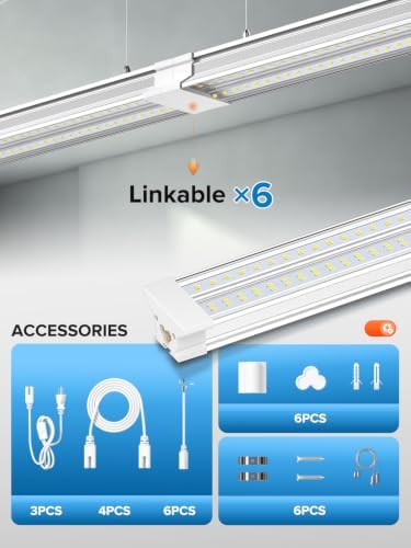 4FT Led Shop Lights, 60W 9000lm 5000K Daylight 4 Foot Led Shop Light - Image 4