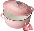 Enameled Cast Iron Dutch Oven, 4.5QT Pot with Lid, Gentle Pink by SUNOUTLY