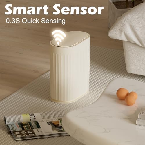 ELPHECO 2 Gallon Sensor Trash Can, Automatic Lid, Beige - Image 3