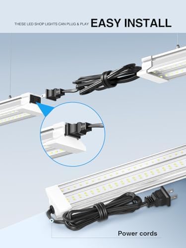 60W 4 Foot Led Shop Lights 2Pack Linkable Ceiling Or Hanging Mount for Shop - Image 4