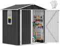 DWVO 6x4ft Large Tool Storage Shed with Window, Lockable Doors, Gray White by DWVO
