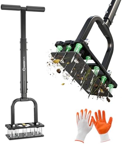 Sakerplus Aerator Lawn Tool, Spike Lawn Aerator with Self-Cleaning Tines by SakerPlus