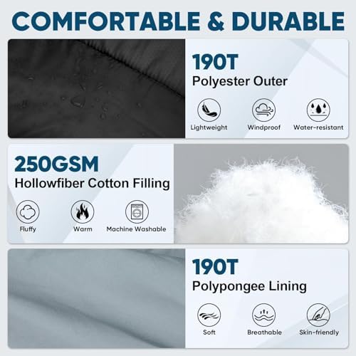 PTEROMY Sleeping Bags for Adults, Lightweight and Machine Washable, Water Resistant Backpacking Camping Sleeping Bag for Warm Cold Weather, Camping Essentials for Hiking Travel - Image 5