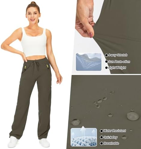 Toomett Women‘s Hiking Cargo Pants UPF 50 Quick Dry with Zipper Pockets - Image 3