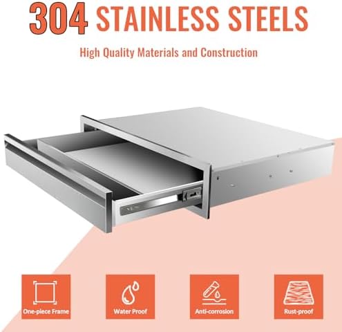 Outdoor Kitchen Drawers 30" W x 6.5" H x 23" D Flush Mount Single BBQ Drawers Built-in Stainless Steel Drawer for Outdoor Kitchen Island Patio Grill Station - Image 3