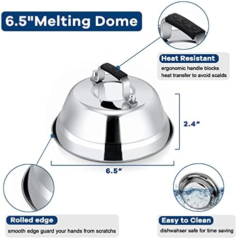 Leonyo 6.5IN Stainless Steel Griddle Basting Cover Dome, 3 Pack - Image 2