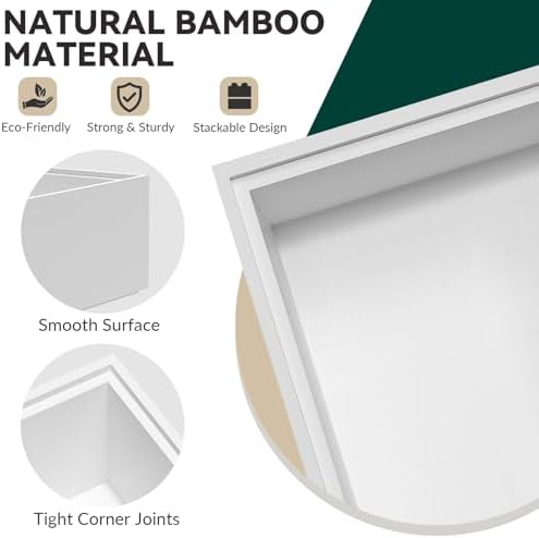 Lixple Bamboo Kitchen Drawer Organizer, 2 Pack, 17" x 6" x 2", White - Image 5