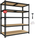 72" H Heavy Duty Garage Shelving, 2400LBS Capacity 5-Tier Storage Shelves,Adjustable Industrial Metal Garage Shelves for Basement Pantry Kitchen Warehouse, 16" D x 36" Wx72 H,Black by Unknown
