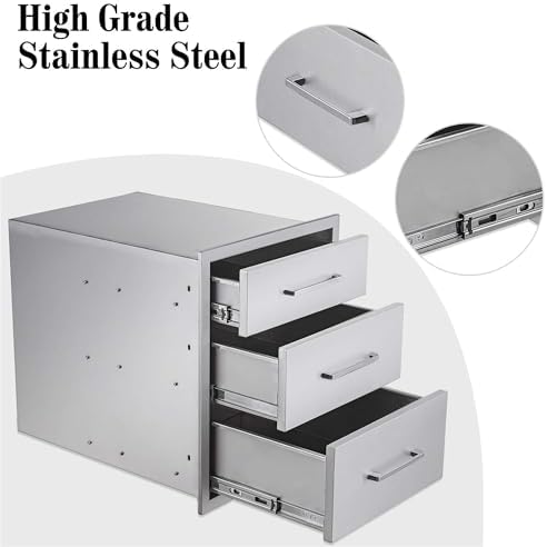 Outdoor Kitchen Drawers Stainless Steel, Flush Mount BBQ Island Built-in Drawer Weatherproof for Outdoor Kitchen Island and Grill Station (16"W21"H23"D) - Image 5