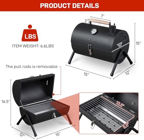 Outvita Portable Charcoal Grill, Tabletop Multi-functional Barbecue Smoker - Image 6
