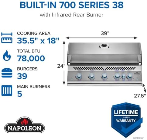 Napoleon Built-In 700 Series 38" Propane Gas Grill with Infrared Rear - Image 3