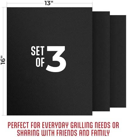 Kaluns Grill Mats For Outdoor Grill, Non Stick Grill Mat Reusable Mats for Gas, Charcoal, Electric Grills Set of 3 PTFE Teflon Barbeque Accessories - 16 x13 Inch - Image 3