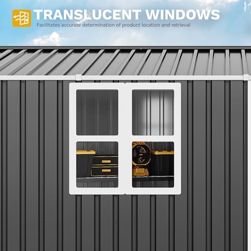 DWVO 12x8ft Large Outdoor Storage Shed with Window & Lockable Doors - Image 5
