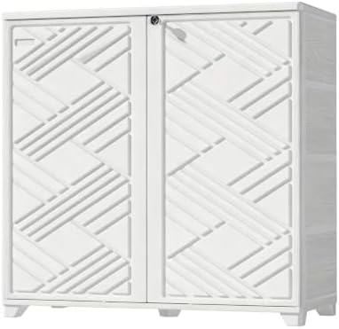 Mrosaa Outdoor Indoor Storage Cabinet,Resin Cabinet Waterproof White by Mrosaa