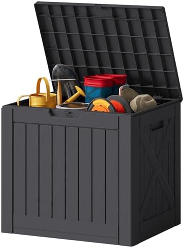 JUMMICO 42 Gallon Resin Deck Box Waterproof Outdoor Storage Box by JUMMICO