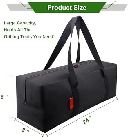 24" Grill Tool Organizer, BBQ Tool Storage Bag Heavy Duty Storage Bag Waterproof 600D Oxford, Folding Design Gift for Camping, Tailgates, Outdoor BBQ Parties (24" Lx8 Wx8 H) - Image 2
