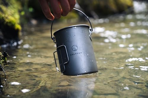 Valtcan 900ml Titanium Pot Boil Cook & Drink From One Pot, 134g Ultralight, Thicker Gauge Grade 1 Ti, Aligned Bail Handle, Lid with Steam Holes, Campfire & Stove, Mesh Bag - Image 5