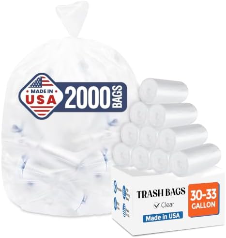 Delxo 30-33 Gallon Trash Bags, 2000 Count Bulk Value Large Garbage Bags by Delxo
