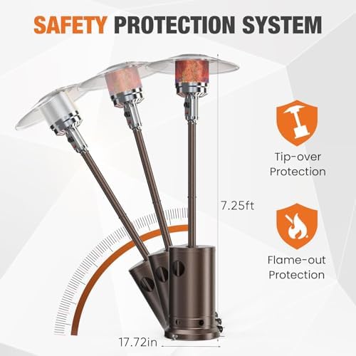 DUMOS 48,000 BTU Propane Patio Heater with Wheels, Outdoor Gas Heater - Image 3