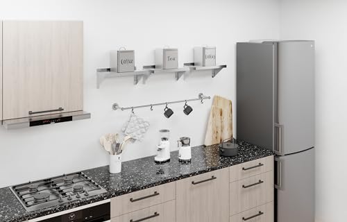 AmGood 08" Width x 16" Length | Stainless Steel Wall Shelf | Turned-Down Edge | Metal Shelving | Heavy Duty | Commercial Grade | Wall Mount | NSF Certified - Image 2