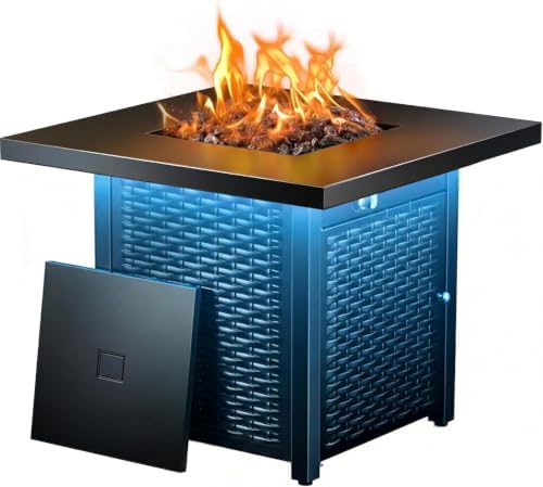Ciays 28" Smart Propane Fire Pit, 50,000 BTU CSA Certified with App Control & RGB Music-Sync Lighting, Outdoor Gas Fire Table for Patio Backyard Garden with Lava Rocks by Ciays