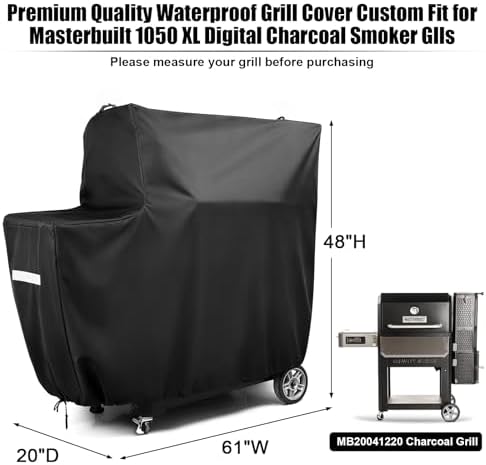 QuliMetal Smoker Cover for Gravity Series 1050 Digital Charcoal Grill and Smoker Durable Grill Cover with PVC Liner, Double-Stitching and Adjustable Drawstring in Black, Model MB20081220 - Image 2