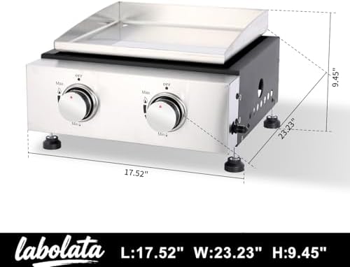 2-Burner Portable Tabletop Gas Griddle with Stainless Steel Griddle, Includes Dust Cover & Regulator, Perfect for Camping & Tailgating - Image 5