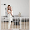 DEARBB Extra Wide Baby Gate Ultra Narrow Spacing 30.11-77.36" Pressure Mounted Double Lock Swing Auto Close Walk Through Metal Safety Pet Gate for Stairs and House Doorway Kitchen by DEARBB