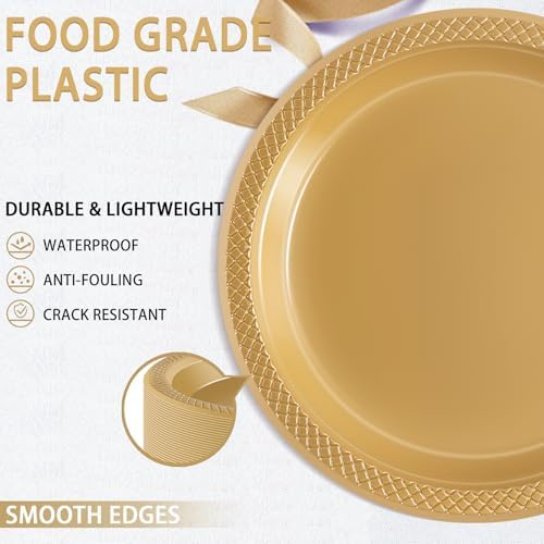 WELLIFE Gold Plastic Plates 9 Inch 50 Count - Image 5