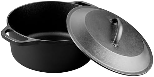 VORRINGARD Pre-Seasoned Cast Iron Dutch Oven with Lid, Round and Dual Handles, for Stovetop, Camping, Grill, Induction, Electric, Black, 6qt - Image 6