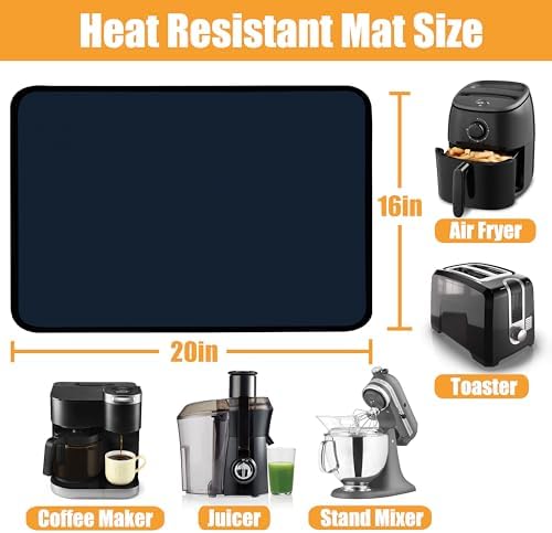 TOHONFOO Heat Resistant Mats for Countertop & Air Fryer, 20x16 in, Blue - Image 3