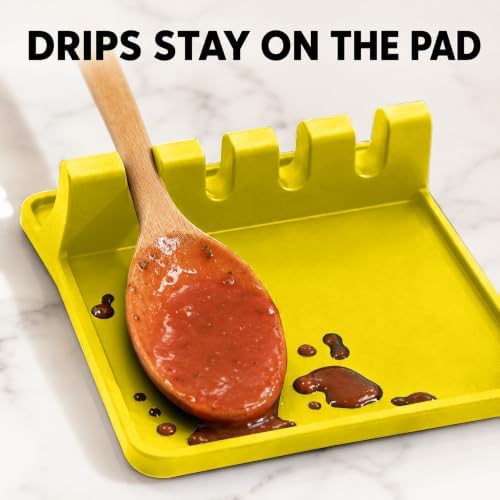 2 Pack Yellow Silicone Spoon Rest for Stove Top Kitchen Spoon Holder Set - Image 4