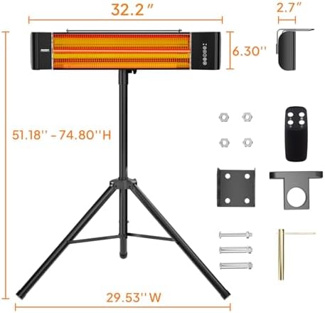 ROVSUN 1500W Outdoor Electric Heater Patio Freestanding/Wall-mounted Heater - Image 6