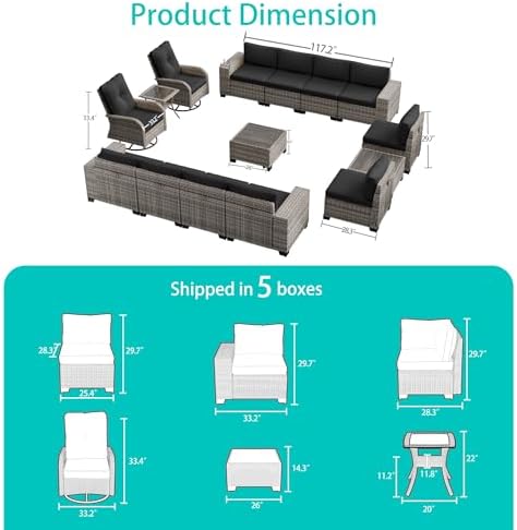 Outdoor Patio Furniture Set PE Wicker Rattan Outdoor Sectional Sofa - Image 4