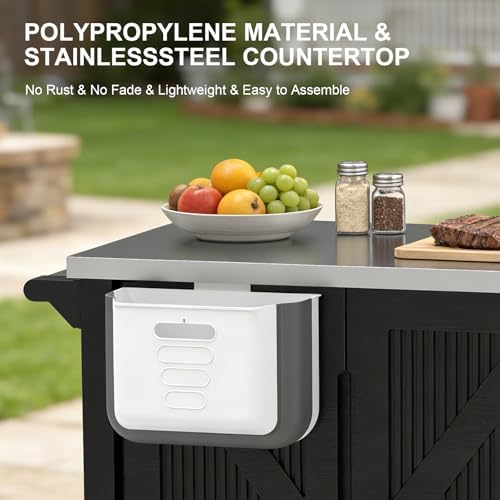Outdoor Grill Cart with Stainless Steel Top & 2-Tier Storage Cabinet - Image 4