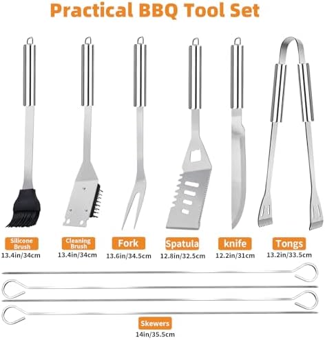 11Pcs Stainless Steel BBQ Grilling Accessories Set, Dad Gifts for Men Christmas Grilling Gifts,Portable Practical Grill Tools Utensils Kit with Storage Bag for Outdoor Grill Camping Backyard - Image 6