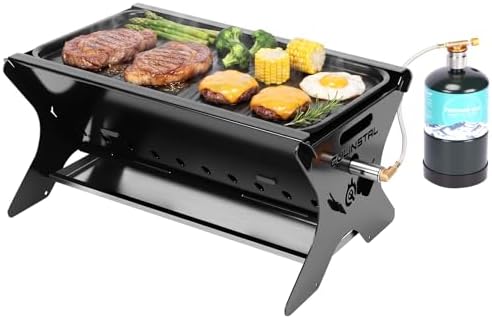 3-in-1 Portable Camping Grill, Foldable Charcoal Wood Gas BBQ by QuliMetal