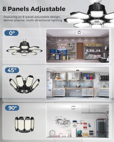 Adiding Garage Lights w/ 8 Deformable Panels, 56000LM 6500K Ultra Brighter - Image 5
