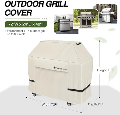 Porch Shield Waterproof Outdoor BBQ Grill Cover 68 inch, Light Tan - Image 2