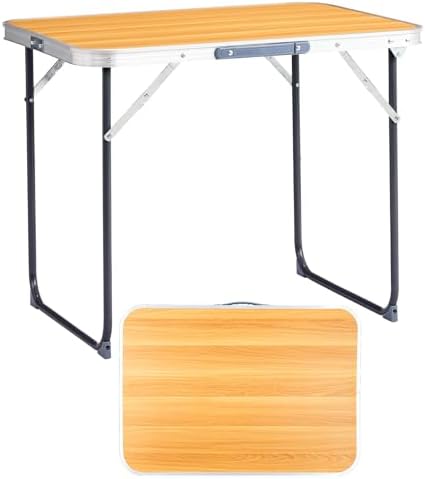 Aluminum Folding Camping Table, folding table (Wood grain, 2.3FT) by Road+Ahead