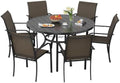 Incbruce 7 PCS Patio Dining Set, Outdoor Dining Set of 6 Textilene Chairs and 53" Round Table with Umbrella Hole for Backyard, Garden, and Poolside (Brown) by Incbruce