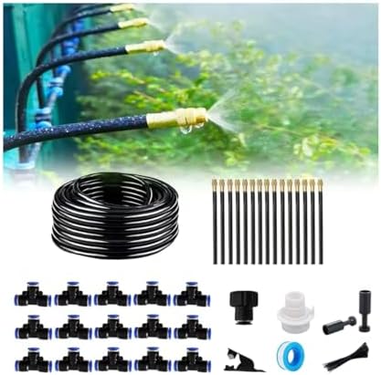 New drip Irrigation kit, Automatic Garden Watering System, Quick Connector and 360-degree Bending Dropper atomizing Copper Nozzle, Garden Plant Lawn Courtyard Watering System. (65FT) by MOCOBER