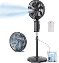 ATEngeus Outdoor Misting Fan 20000mAh Up to 21H Running Time, 12-Inch outdoor Oscillating Fan for Patios, 2 In 1 Pedestal & Tabletop Cooling Fan with Mister, Corded & Cordless, 7 Speeds, Remote, Timer by ATEngeus