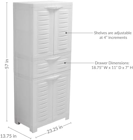 Sunnydaze 57" Garage Storage Cabinet with Doors & Shelves, Speckled White - Image 3