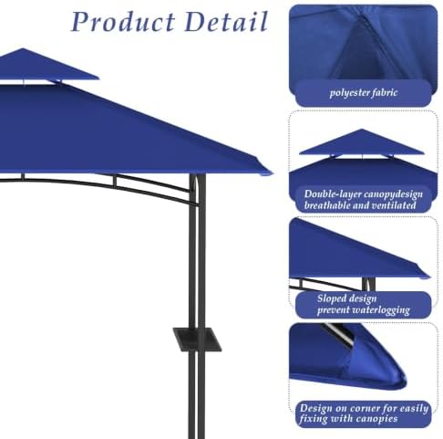 5' x 8' Grill Gazebo Replacement Top for L-GG001PST-F, Blue - Image 4
