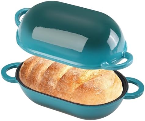 2.5 QT Enameled Cast Iron Sourdough Bread Oven, Loaf Pan with Lid by NSIRONS
