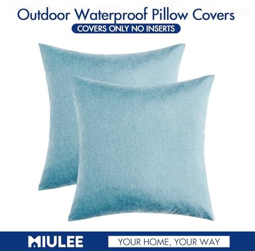 MIULEE Decorative Outdoor Pillow Covers Waterproof 16x16 Blue Gray - Image 6