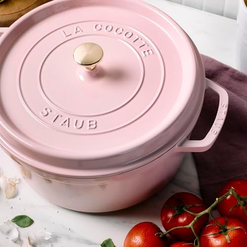 Staub Cast Iron Round Dutch Oven, Made in France, 7-qt, Peony Pink - Image 5