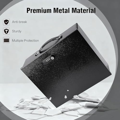 Fireproof Safe Lock Box Metal, Fire Proof Safe for Home Documents, Portable Security Box with Dual Combination and Key Lock for Personal Items,Passport, Money, X Large 13.2" x 11" x 4.13" - Image 6